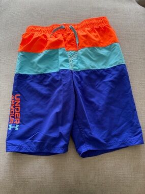Under Armour Men's Colorblock Athletic Shorts - Orange/Teal/Royal Blue